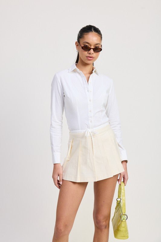 CONTRASTED WAIST BAND PLEATED SKORT - Chaelisa's New Jammies
