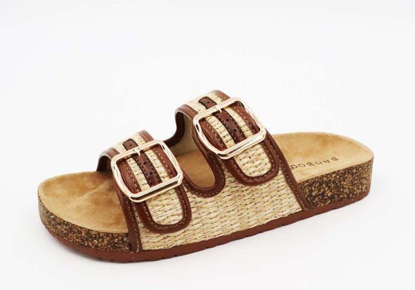 corc footbed slipper sandal in raffia strap upper - Chaelisa's New Jammies