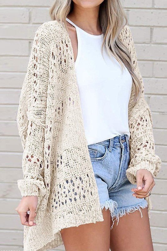Crochet Dolman Knit Sleeve Cardigan - Chaelisa's New Jammies