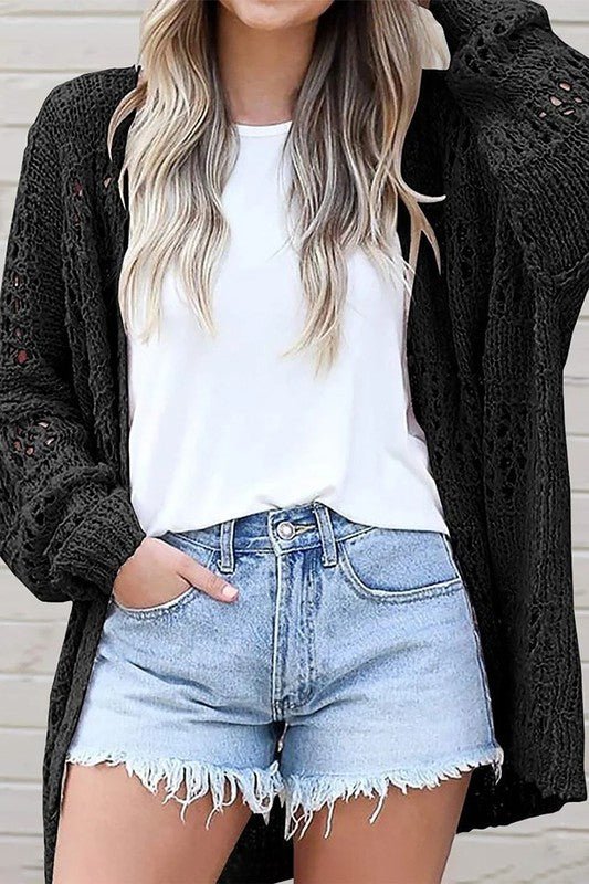 Crochet Dolman Knit Sleeve Cardigan - Chaelisa's New Jammies
