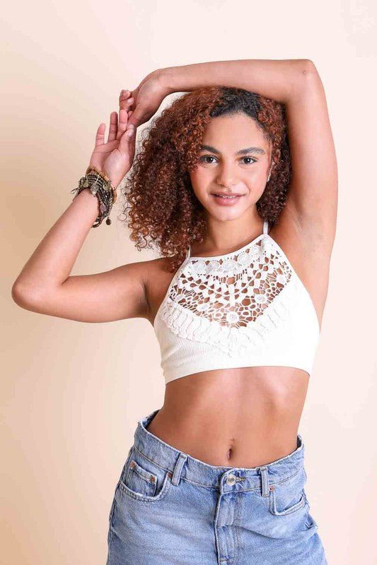 Crochet Lace High Neck Bralette - Chaelisa's New Jammies
