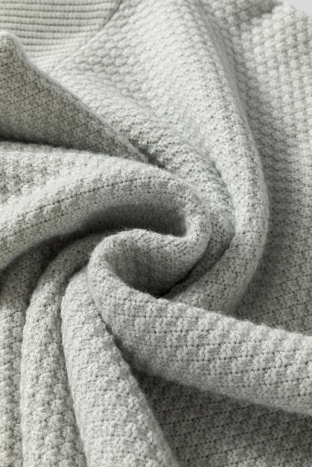 Parchment Solid Textured Knit Split Cuff Drop Shoulder Sweater-Chaelisa's New Jammies