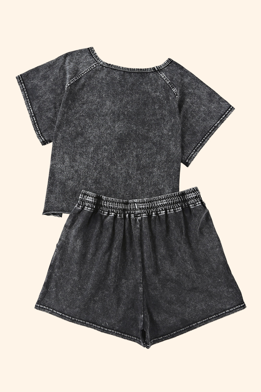 Black Acid Washed Short Lounge Set-Chaelisa's New Jammies
