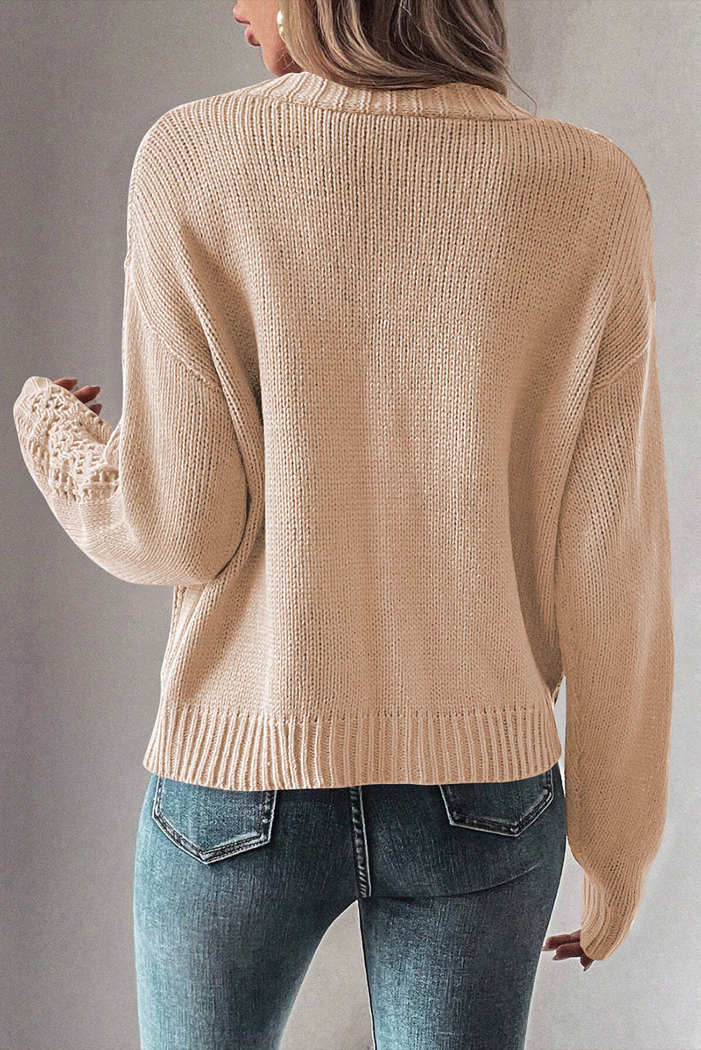 Dark Khaki Hollow Knit Drop Shoulder Cardigan-Chaelisa's New Jammies