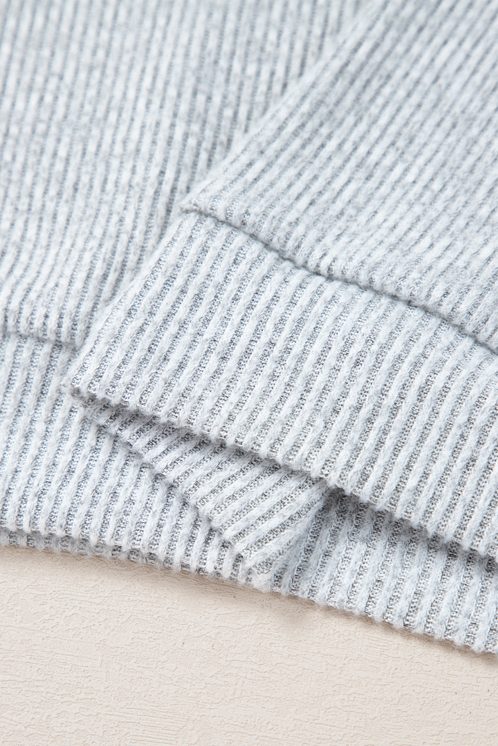 Light Grey Color Contrast Ribbed Loose Fit Long Sleeve Top-Chaelisa's New Jammies
