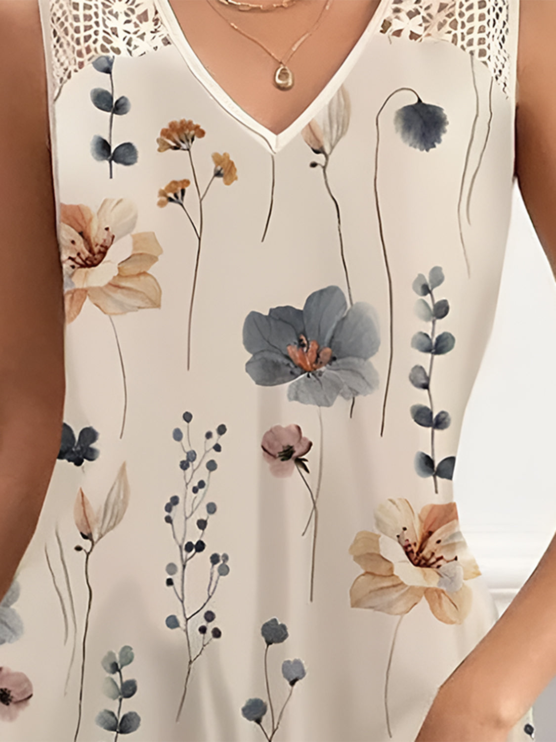 Printed V-Neck Sleeveless Mini Dress-Chaelisa's New Jammies