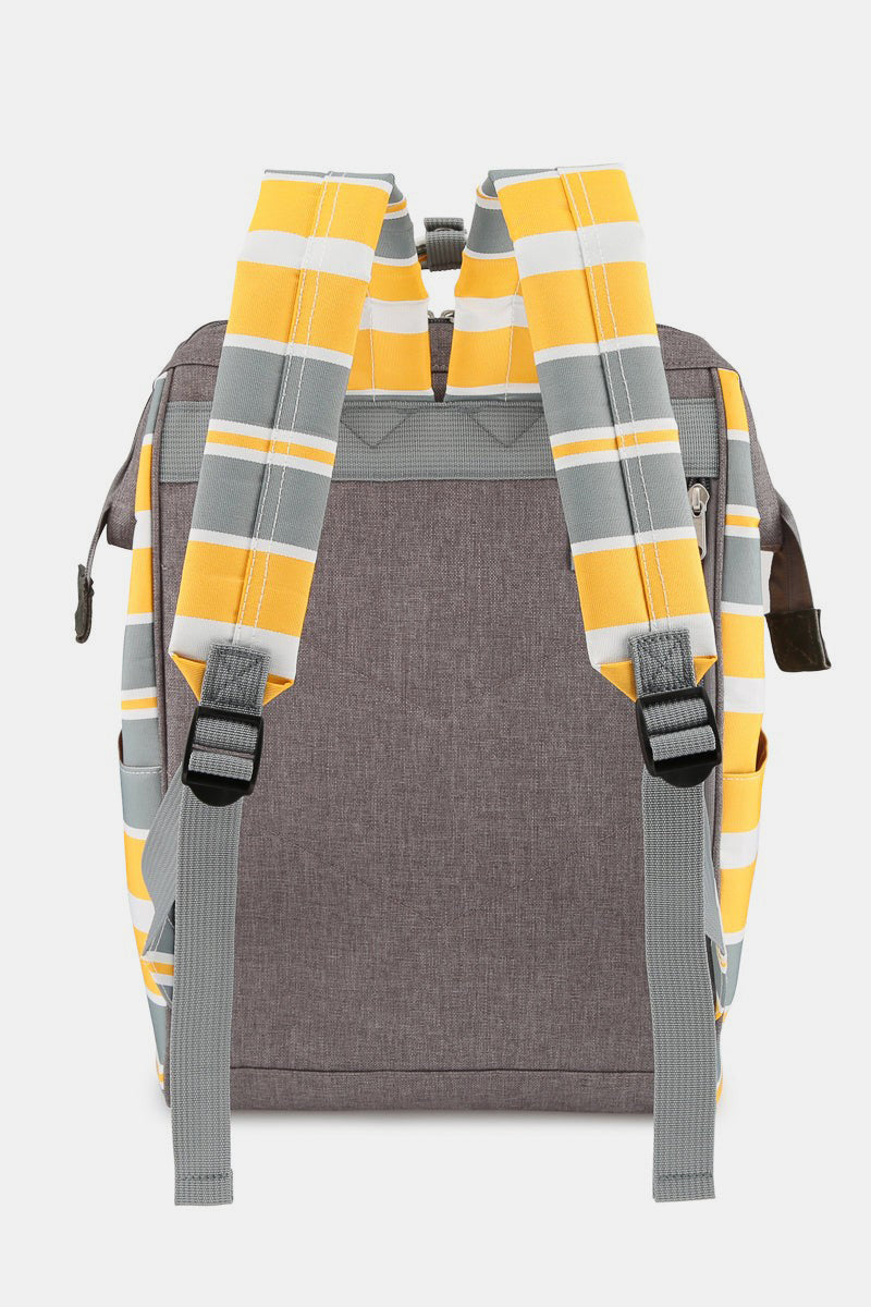 Himawari Striped Waterproof Nylon Backpack Bag with Side Pockets-Chaelisa's New Jammies