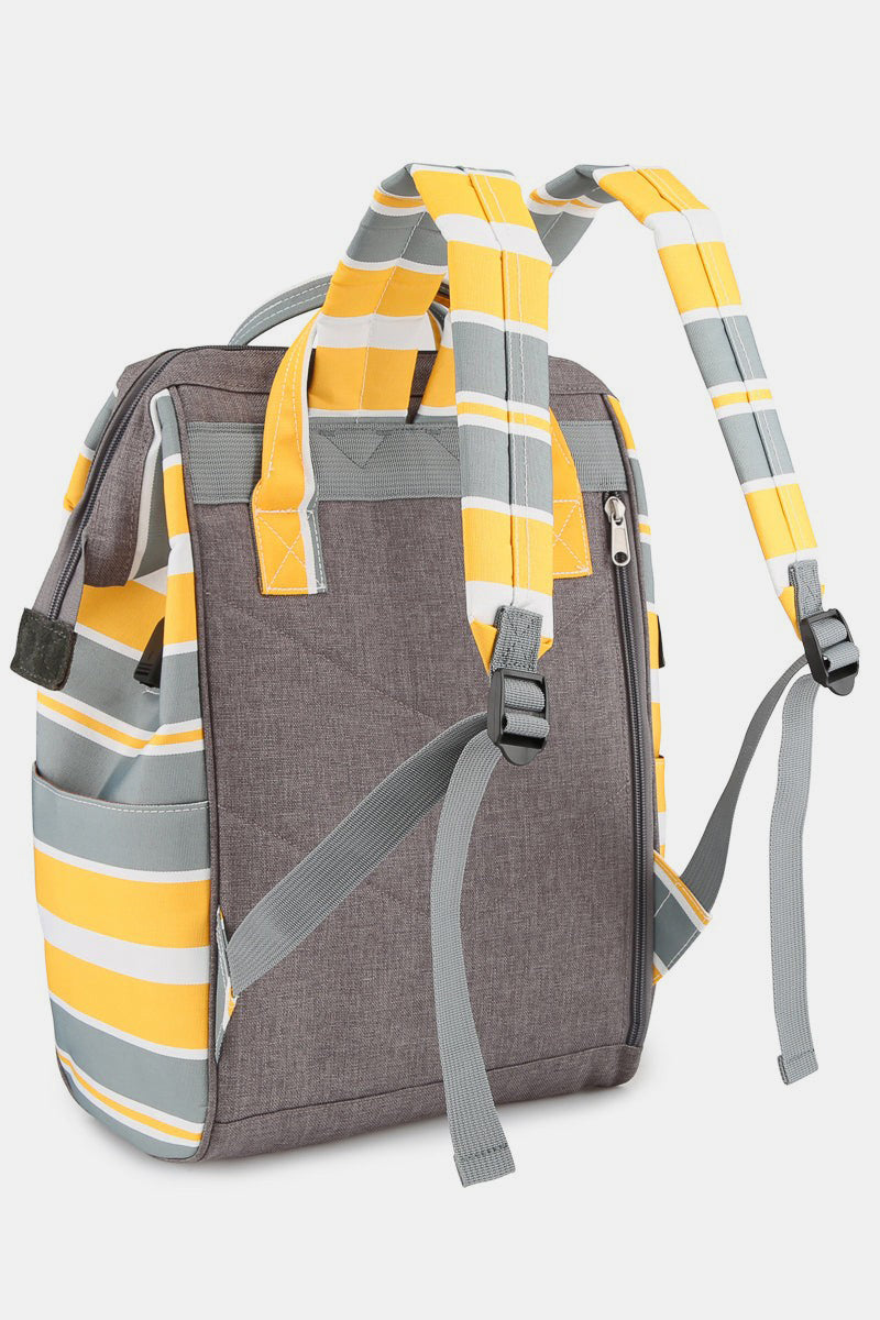 Himawari Striped Waterproof Nylon Backpack Bag with Side Pockets-Chaelisa's New Jammies