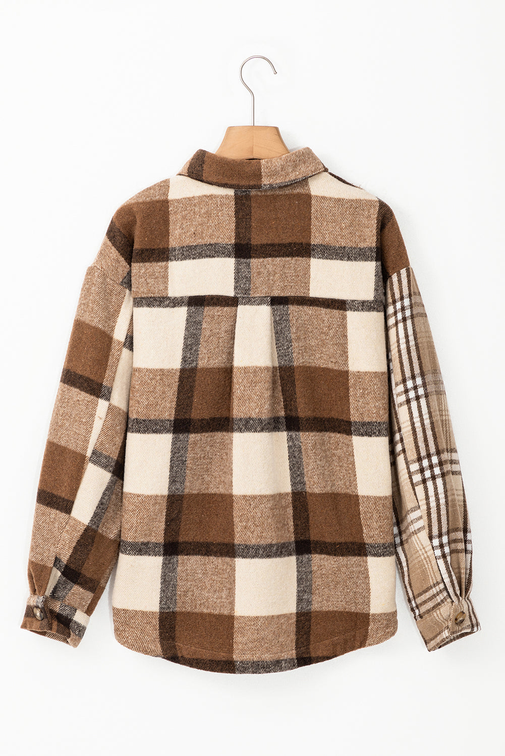 Light French Beige Flannel Plaid Double Flap Pocket Shacket-Chaelisa's New Jammies