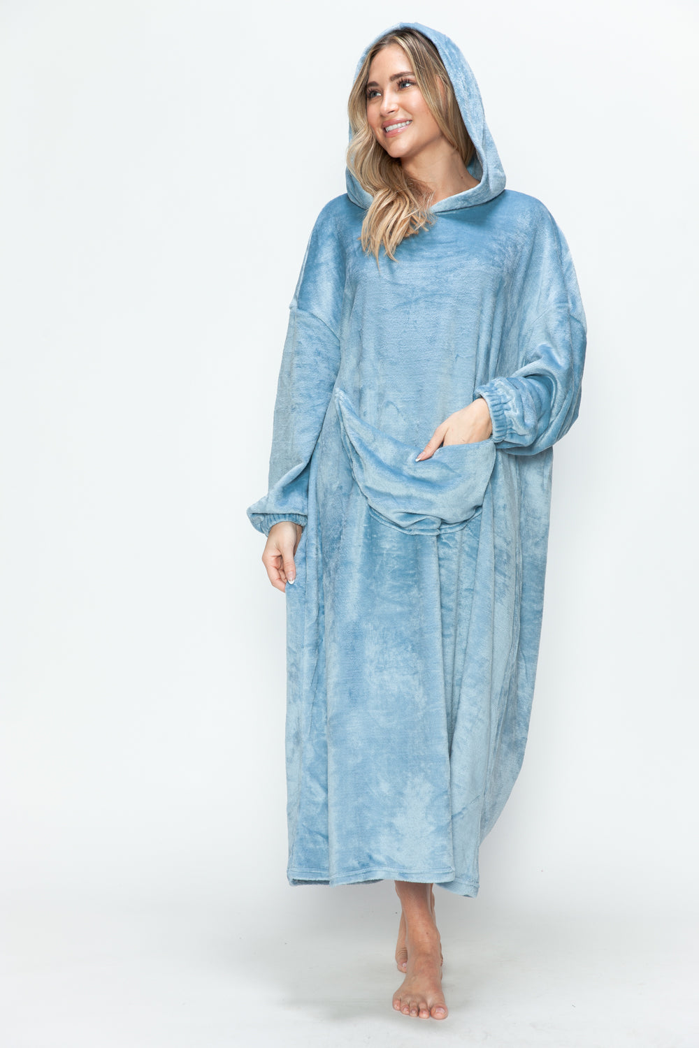 Double Take Full Size Pocketed Hooded Midi Lounge Dress-Chaelisa's New Jammies