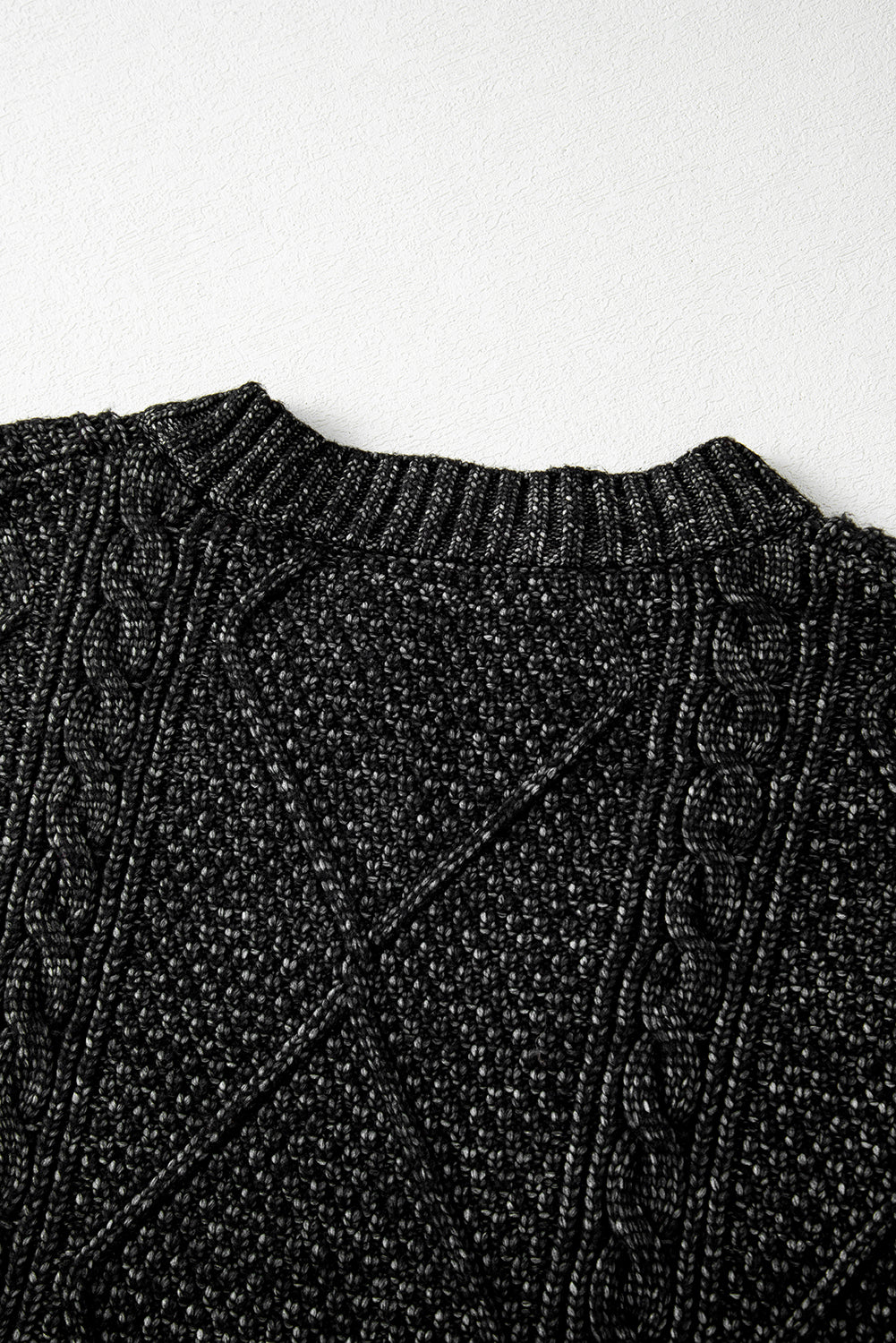 Black Cable Knit Drop Shoulder Loose Fit Sweater Dress-Chaelisa's New Jammies