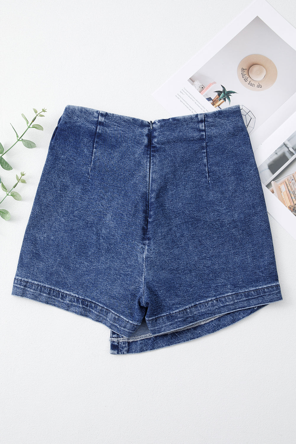 Sail Blue Acid Wash Asymmetric Twisted Wrapped Zipped Denim Skort-Chaelisa's New Jammies