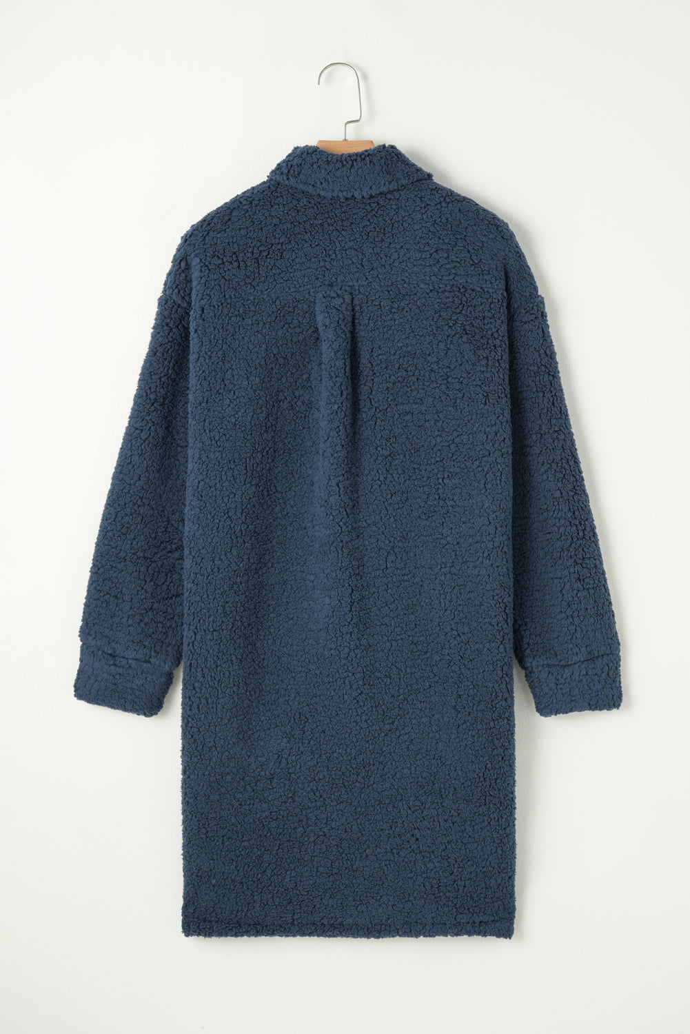 Blue Contrast Flap Pocket Single Breasted Teddy Coat-Chaelisa's New Jammies