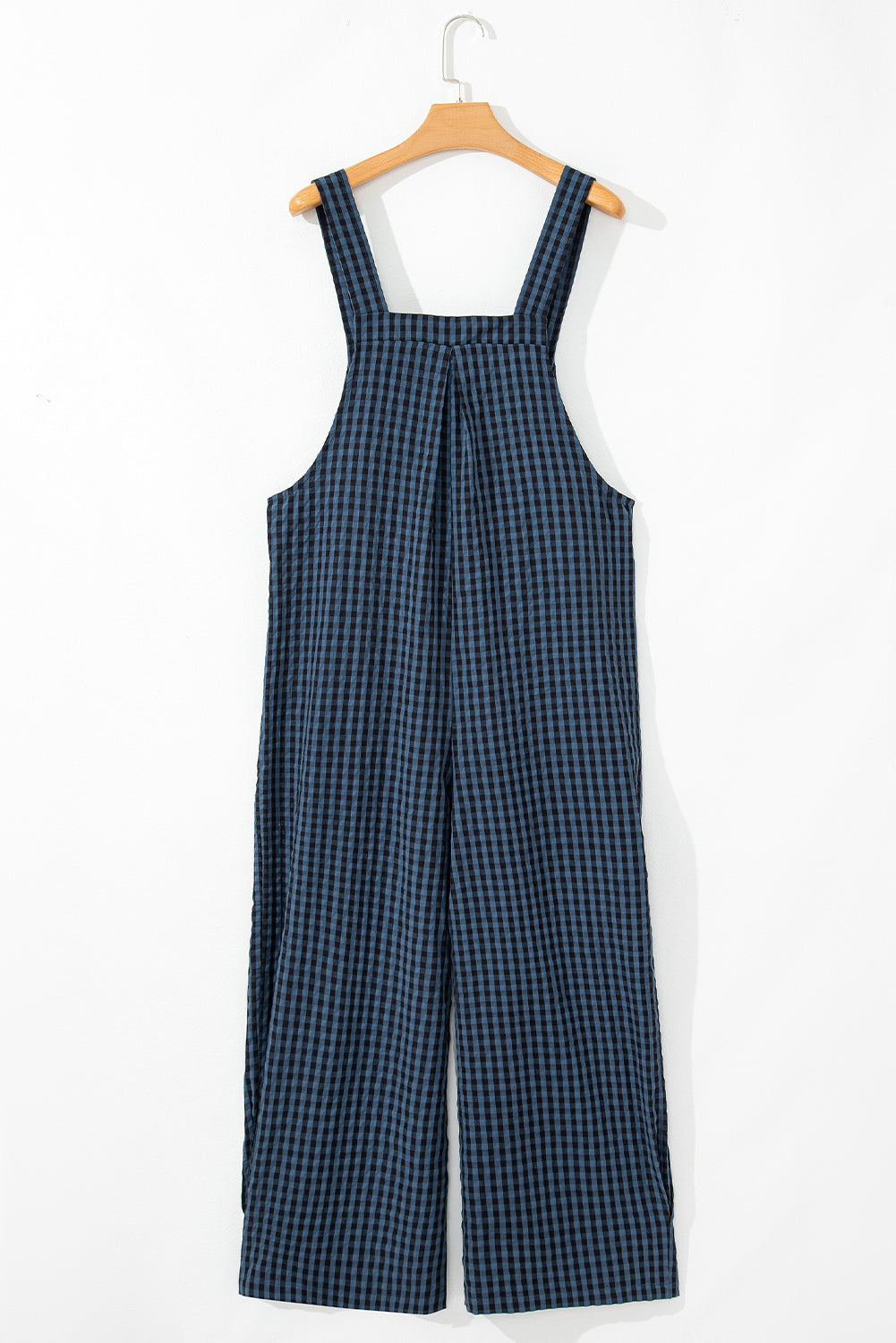 Sail Blue Plaid Print Buttoned Pocketed High Waist Overall-Chaelisa's New Jammies