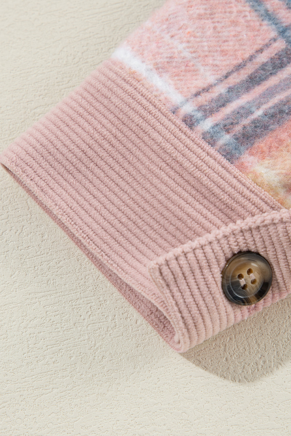 Light Pink Plaid Corduroy Patchwork Pocket Loose Shacket-Chaelisa's New Jammies