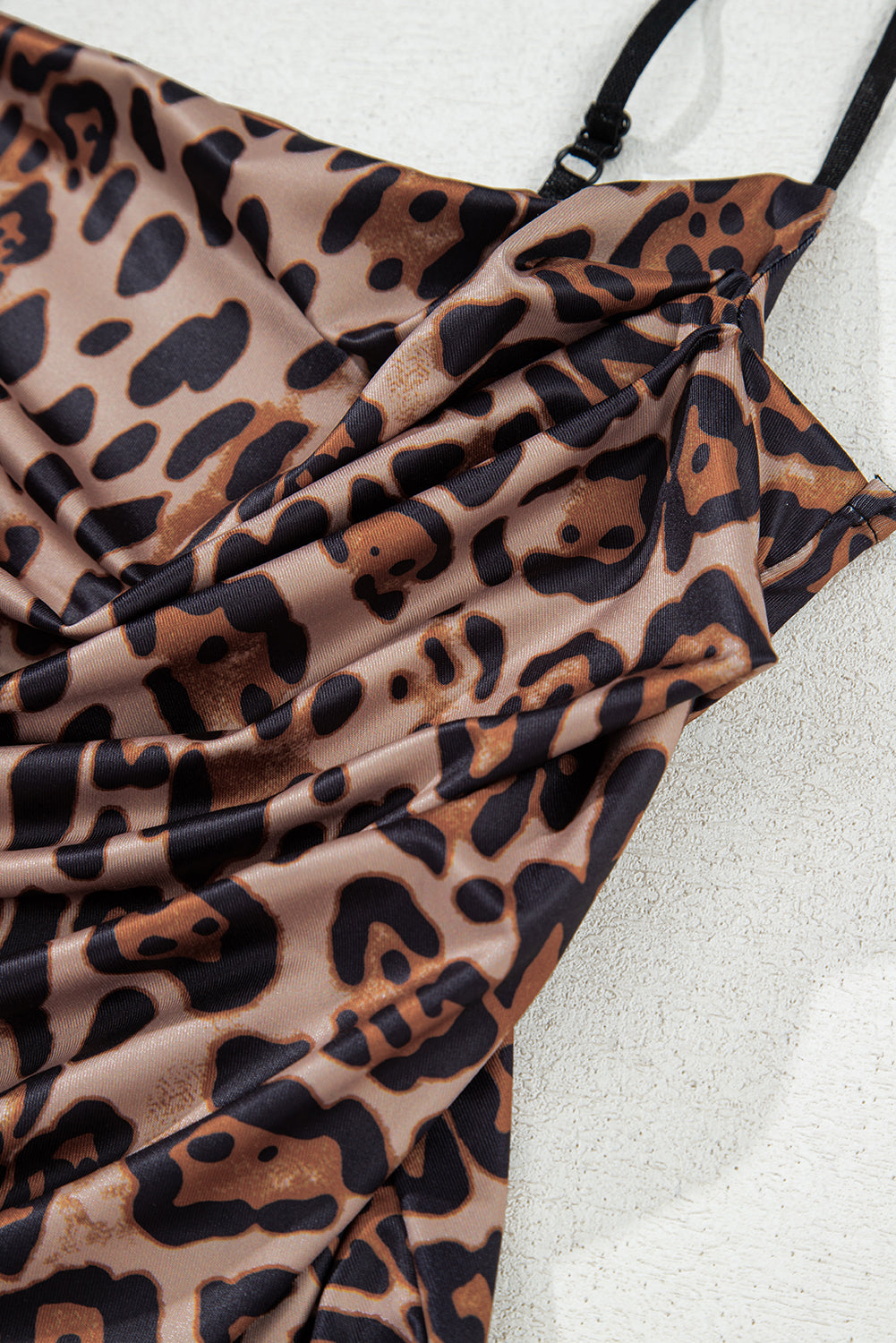 Brown Spaghetti Straps Ruched Leopard Bodysuit-Chaelisa's New Jammies