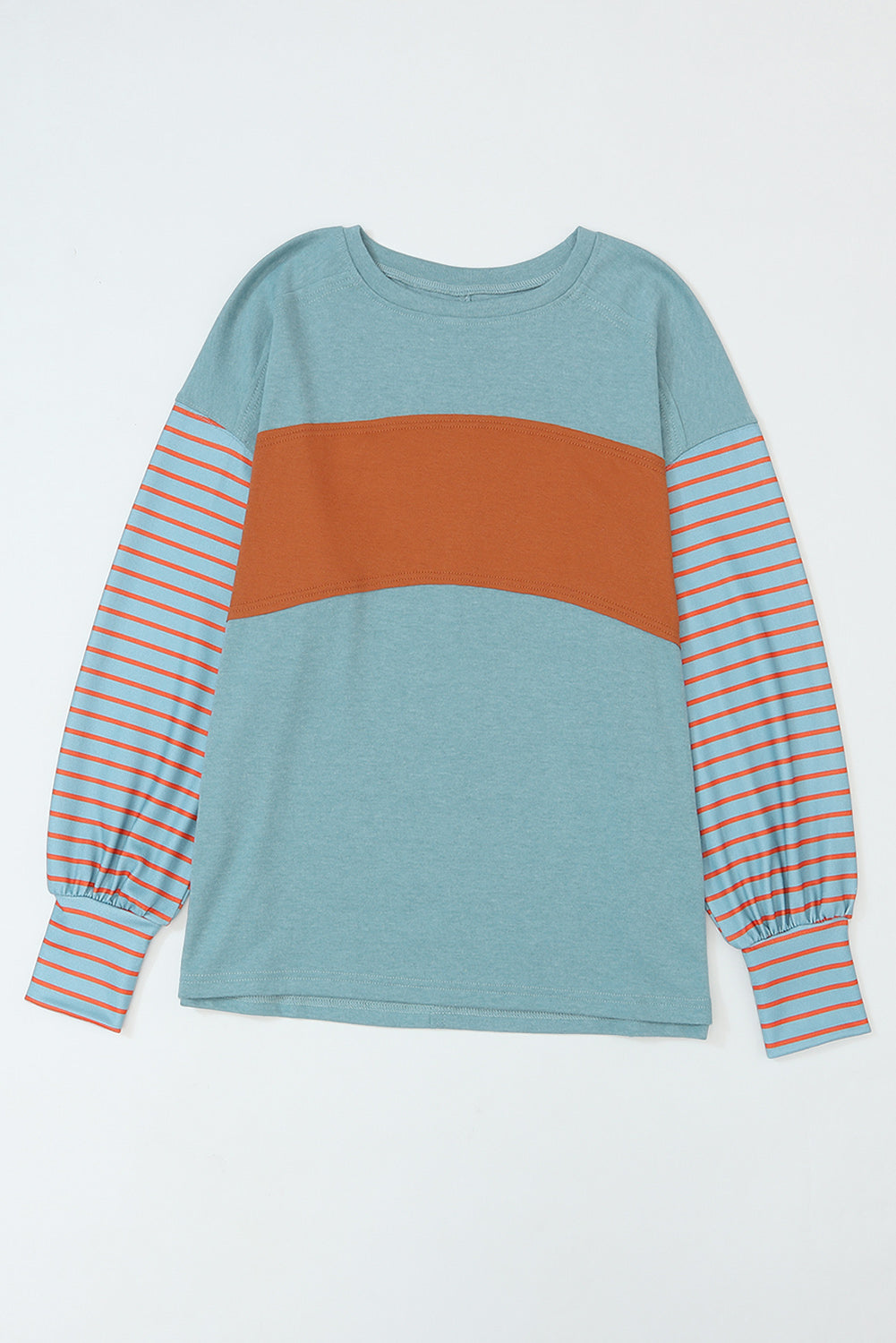 Peach Blossom Colorblock Striped Bishop Sleeve Top-Chaelisa's New Jammies