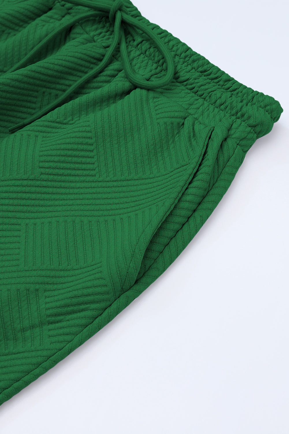 Dark Green Textured Loose Fit T Shirt and Drawstring Pants Set-Chaelisa's New Jammies