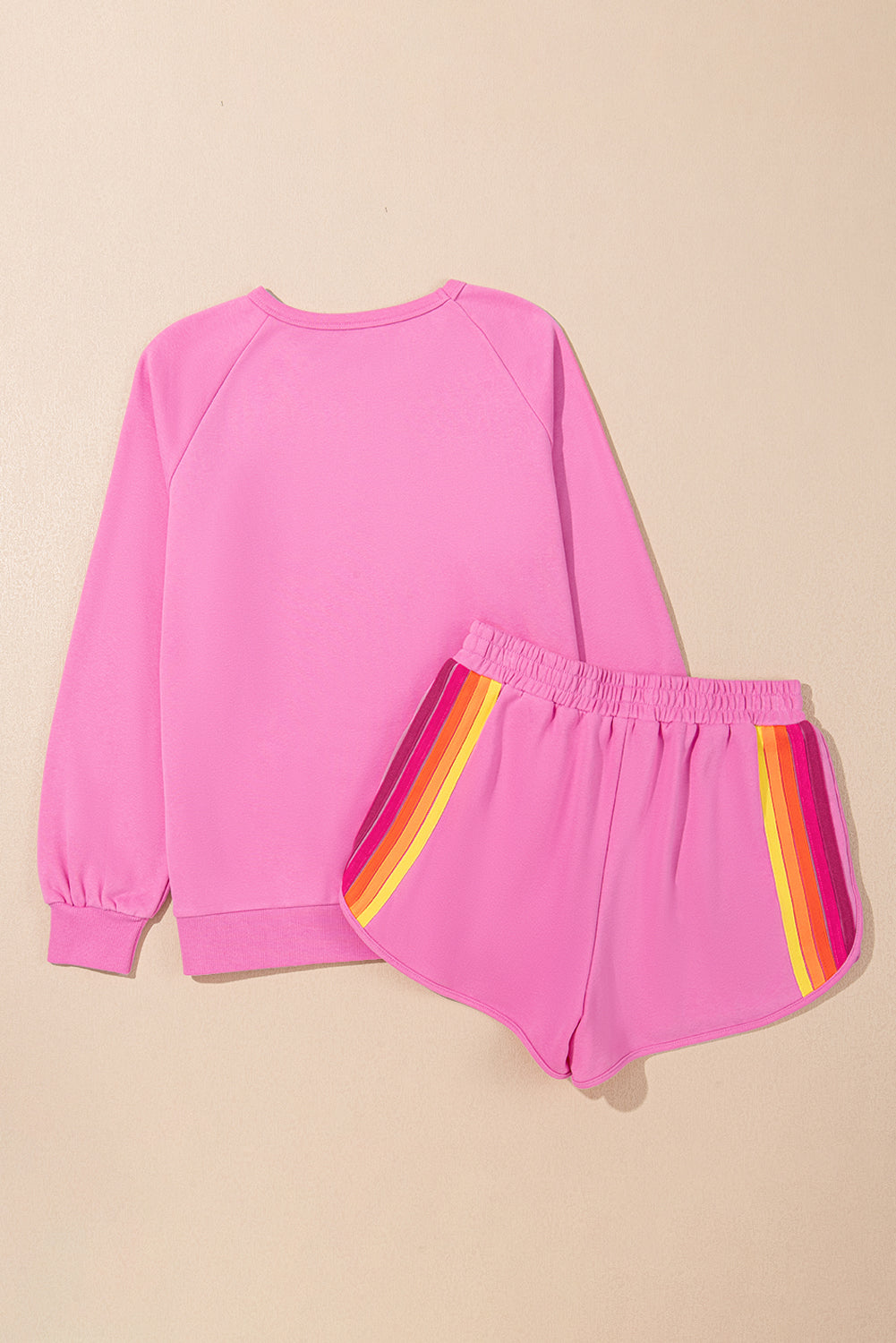 Bonbon Striped Accent Pullover and Shorts Two Piece Casual Set-Chaelisa's New Jammies