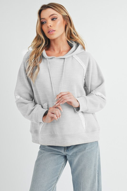 Aemi + Co Lace Detail Drawstring Hoodie with Kangaroo Pocket-Chaelisa's New Jammies