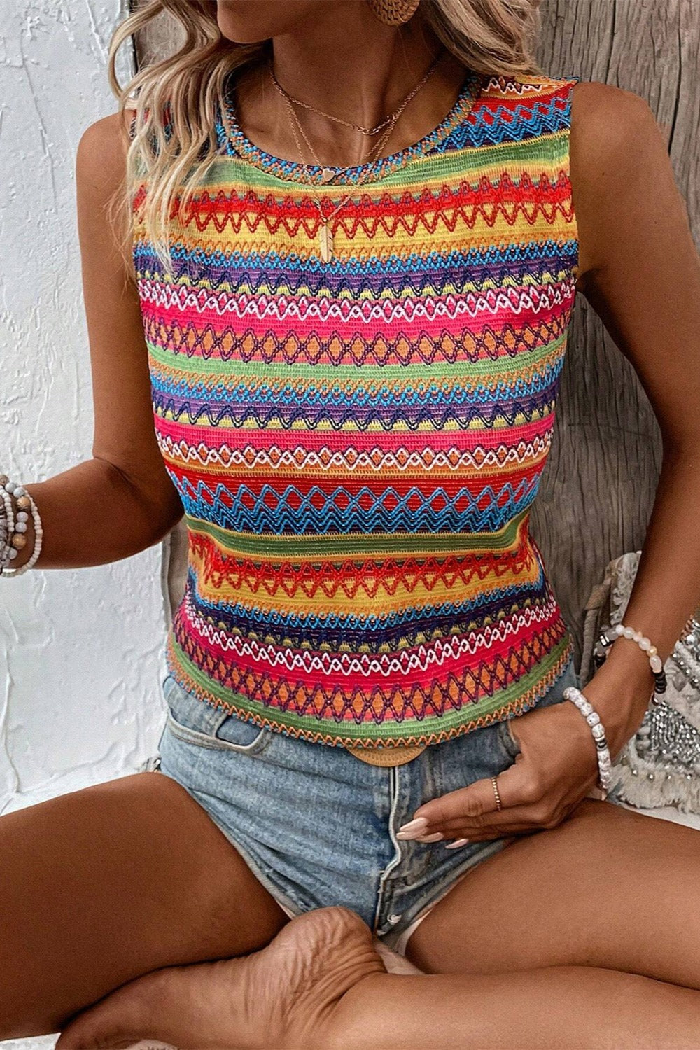 Contrast Round Neck Tank-Chaelisa's New Jammies
