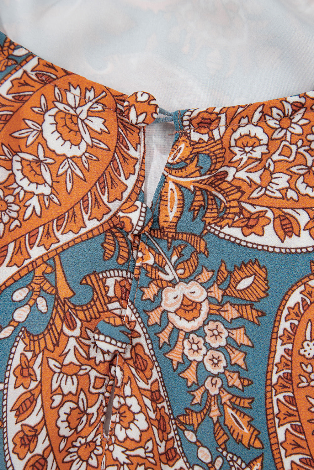 Orange Paisley Print Loose Fit Drawstring High Waist Mini Dress-Chaelisa's New Jammies