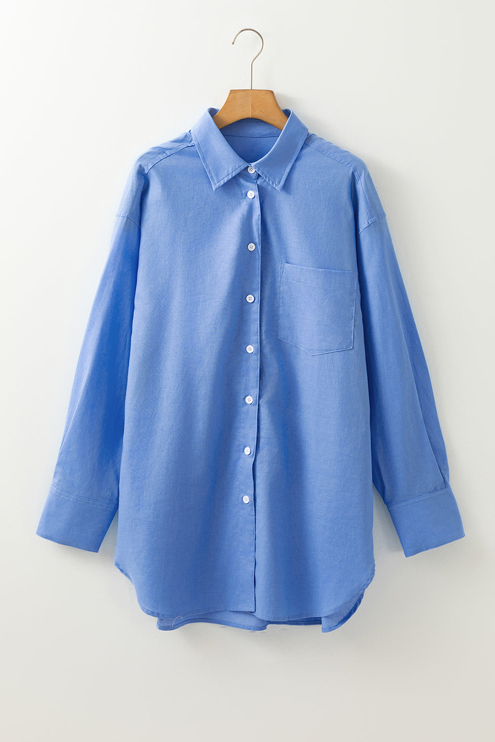 Blue Boyfriend Chest Pocket Tunic Shirt-Chaelisa's New Jammies