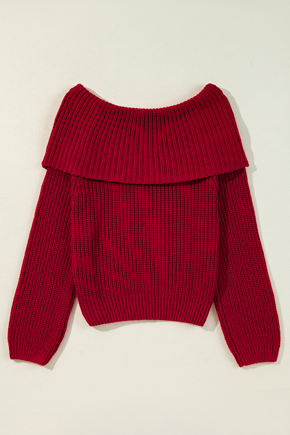 Racing Red Off-the-shoulder Knit Sweater-Chaelisa's New Jammies