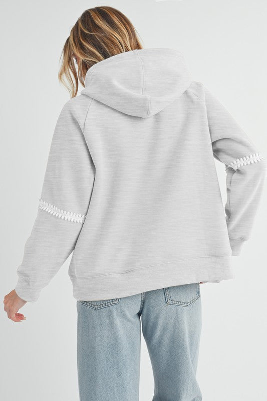 Aemi + Co Lace Detail Drawstring Hoodie with Kangaroo Pocket-Chaelisa's New Jammies