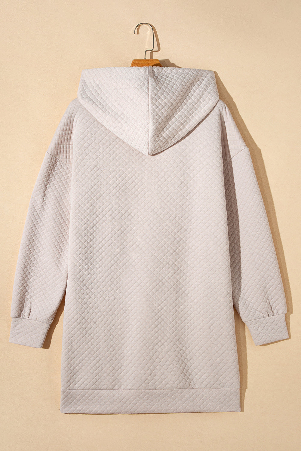 Parchment Drawstring Kangaroo Pocket Quilted Hooded Dress-Chaelisa's New Jammies