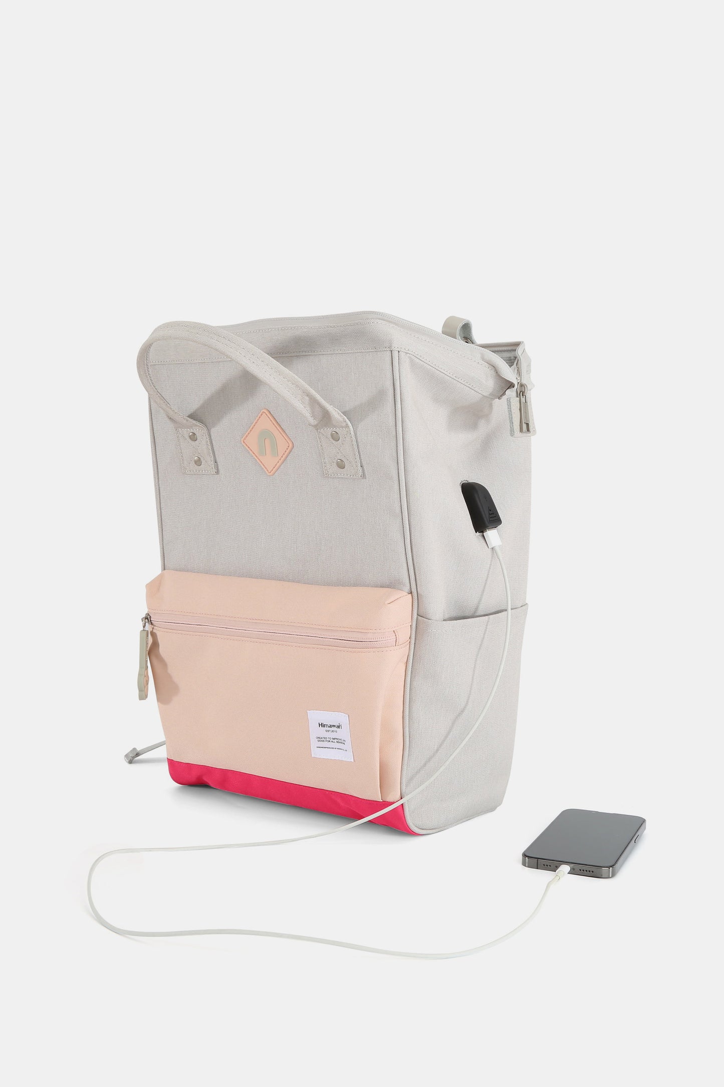 Himawari Contrast Waterproof Backpack Bag with External USB Port-Chaelisa's New Jammies