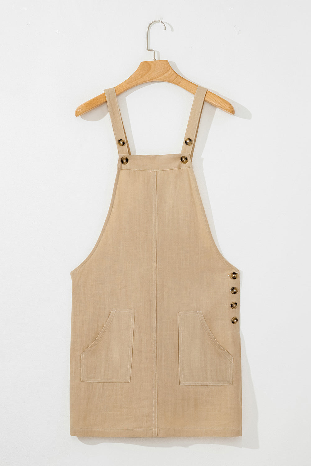Parchment Side Buttons Sleeveless Overall Mini Dress-Chaelisa's New Jammies
