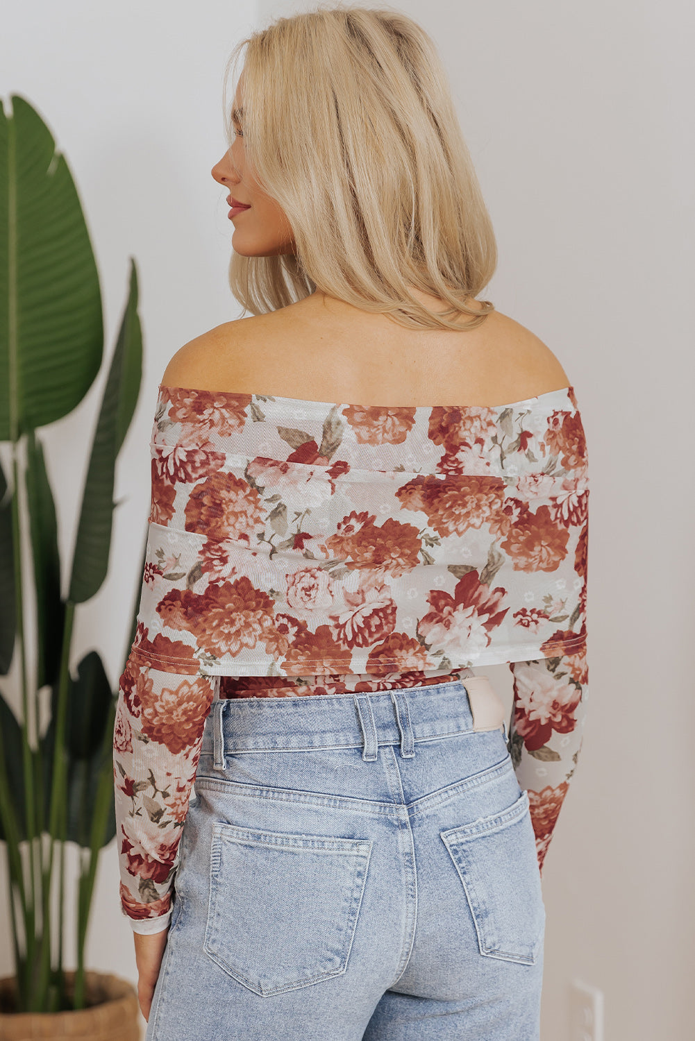 Pink Floral Printed Long Sleeve Sheath Bodysuit-Chaelisa's New Jammies
