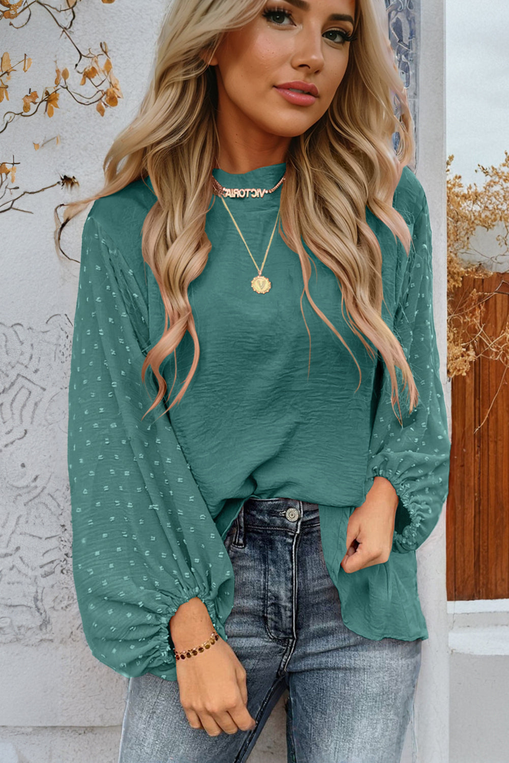 Skobeloff Swiss Dot Balloon Sleeve Loose Blouse-Chaelisa's New Jammies