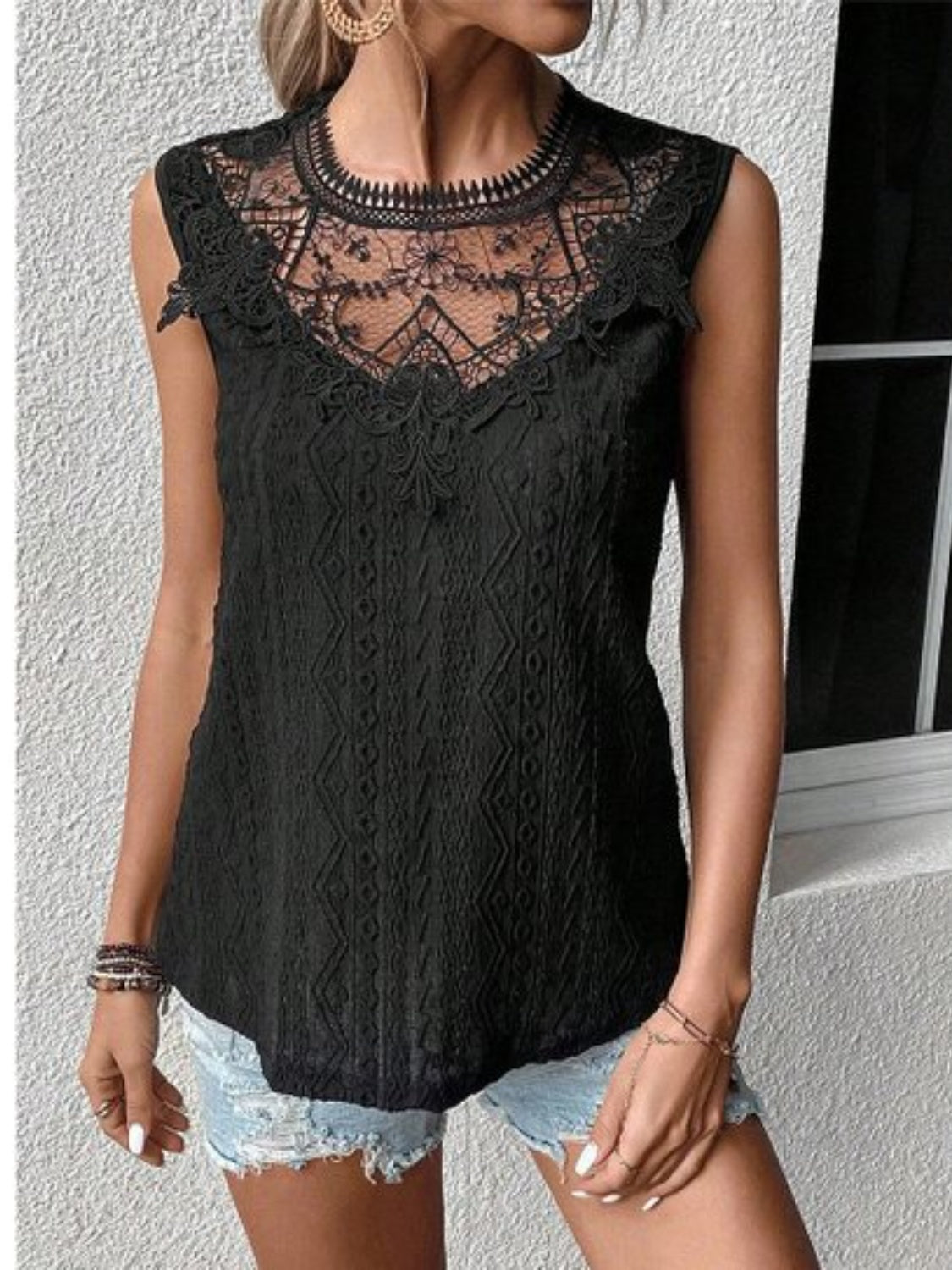 Lace Eyelet Sleeveless Top-Chaelisa's New Jammies