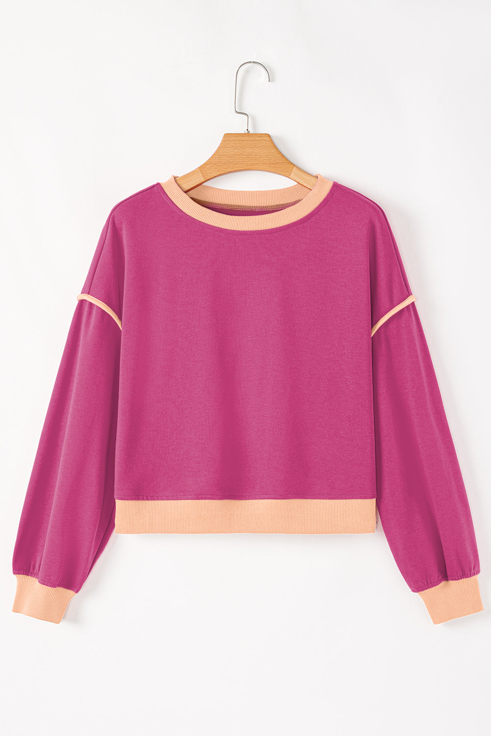 Rose Red Color Contrast Loose Pullover and Lace-up Waist Skort Set-Chaelisa's New Jammies