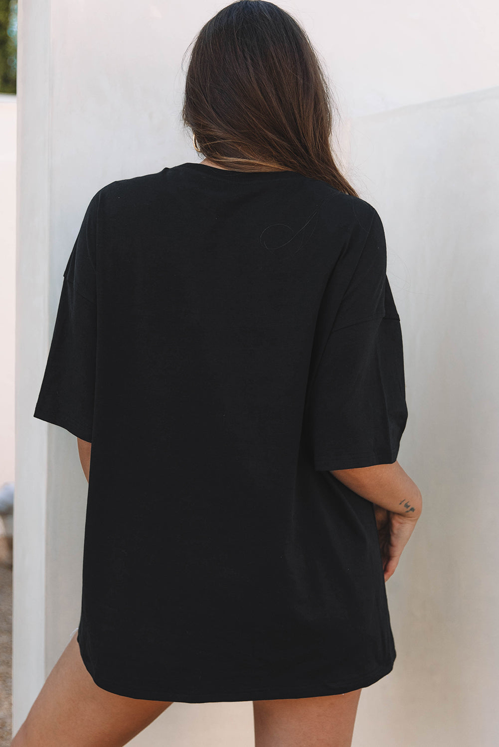 Black Paisley Print Crew Neck Loose Fit Tunic Tee-Chaelisa's New Jammies