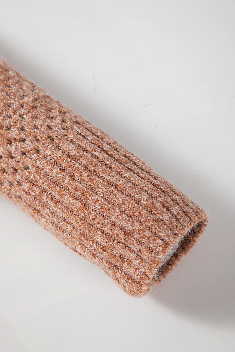 Dark Brown Loose Eyelet V Neck Drop Shoulder Sweater-Chaelisa's New Jammies
