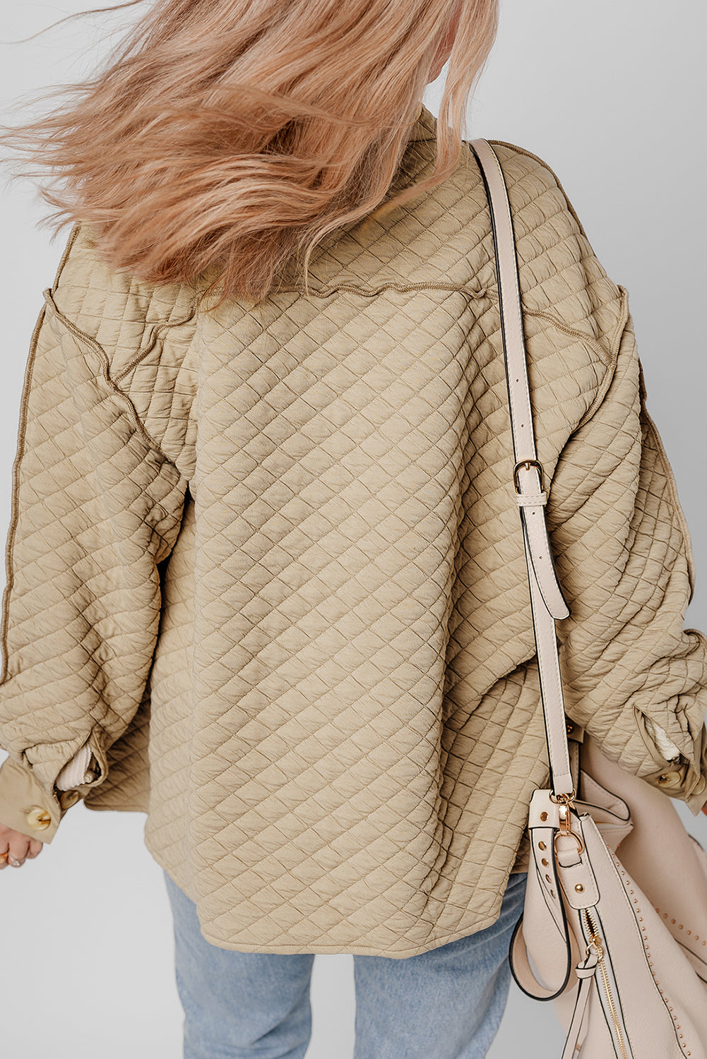 Jet Stream Solid Color Quilted Puffer Buttoned Shacket-Chaelisa's New Jammies