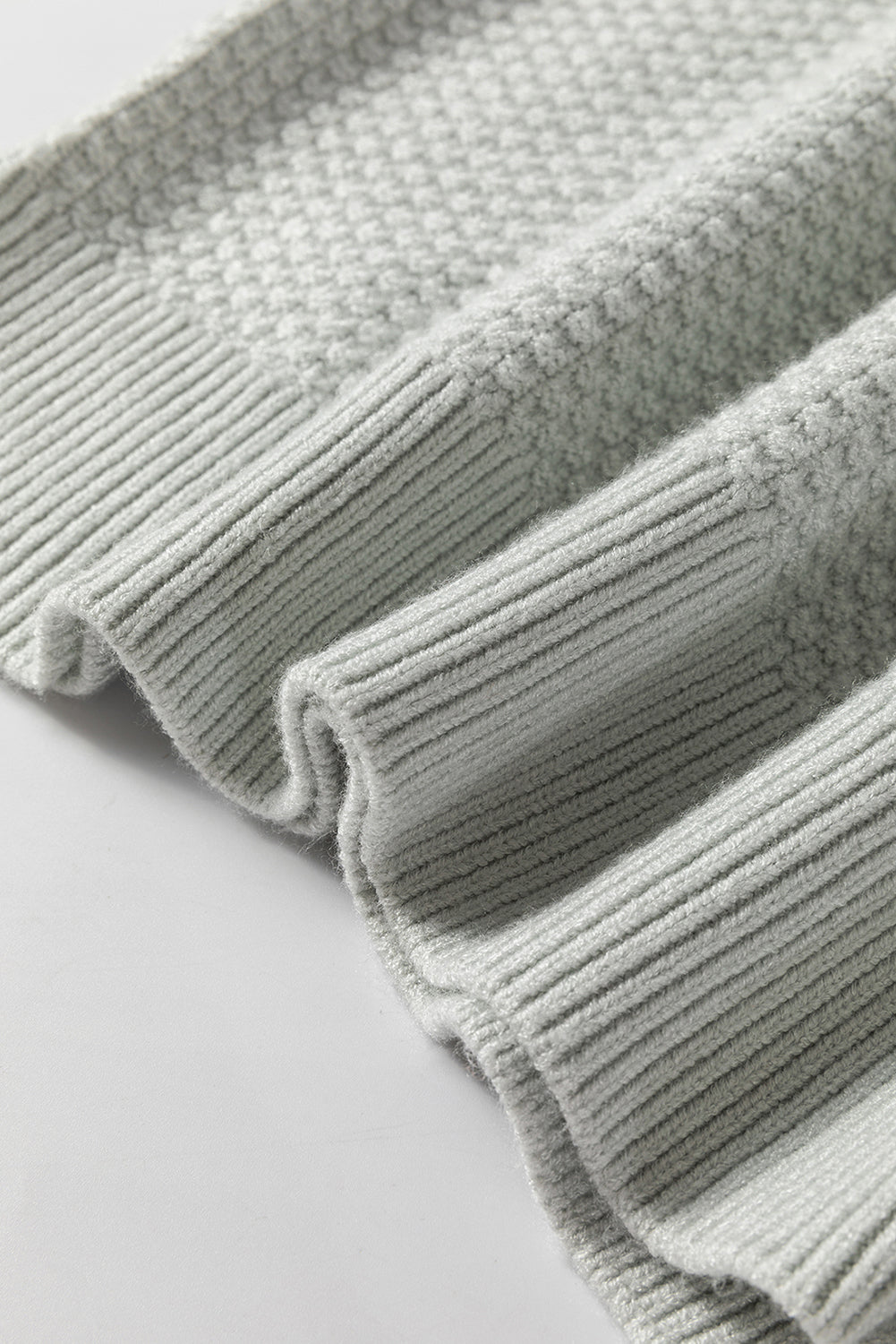 Parchment Solid Textured Knit Split Cuff Drop Shoulder Sweater-Chaelisa's New Jammies