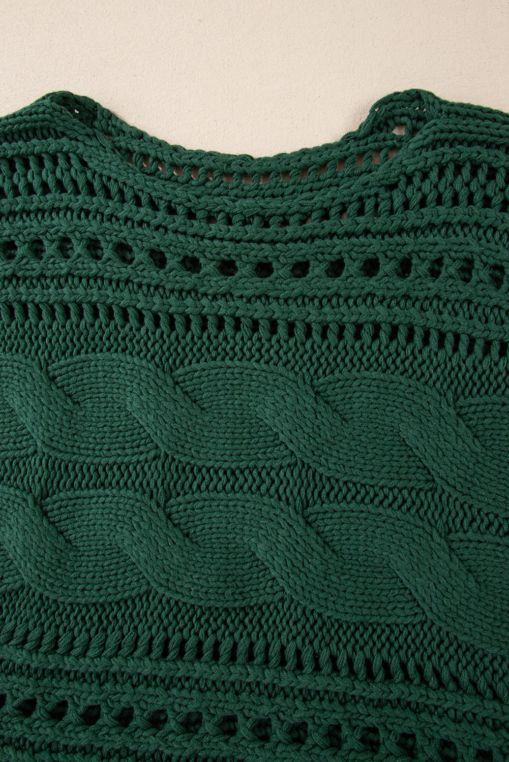 Blackish Green Hollow-out Cable Knit Cropped Sweater-Chaelisa's New Jammies