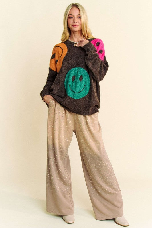 Davi & Dani Rhinestone Drawstring Wide Leg Pants-Chaelisa's New Jammies