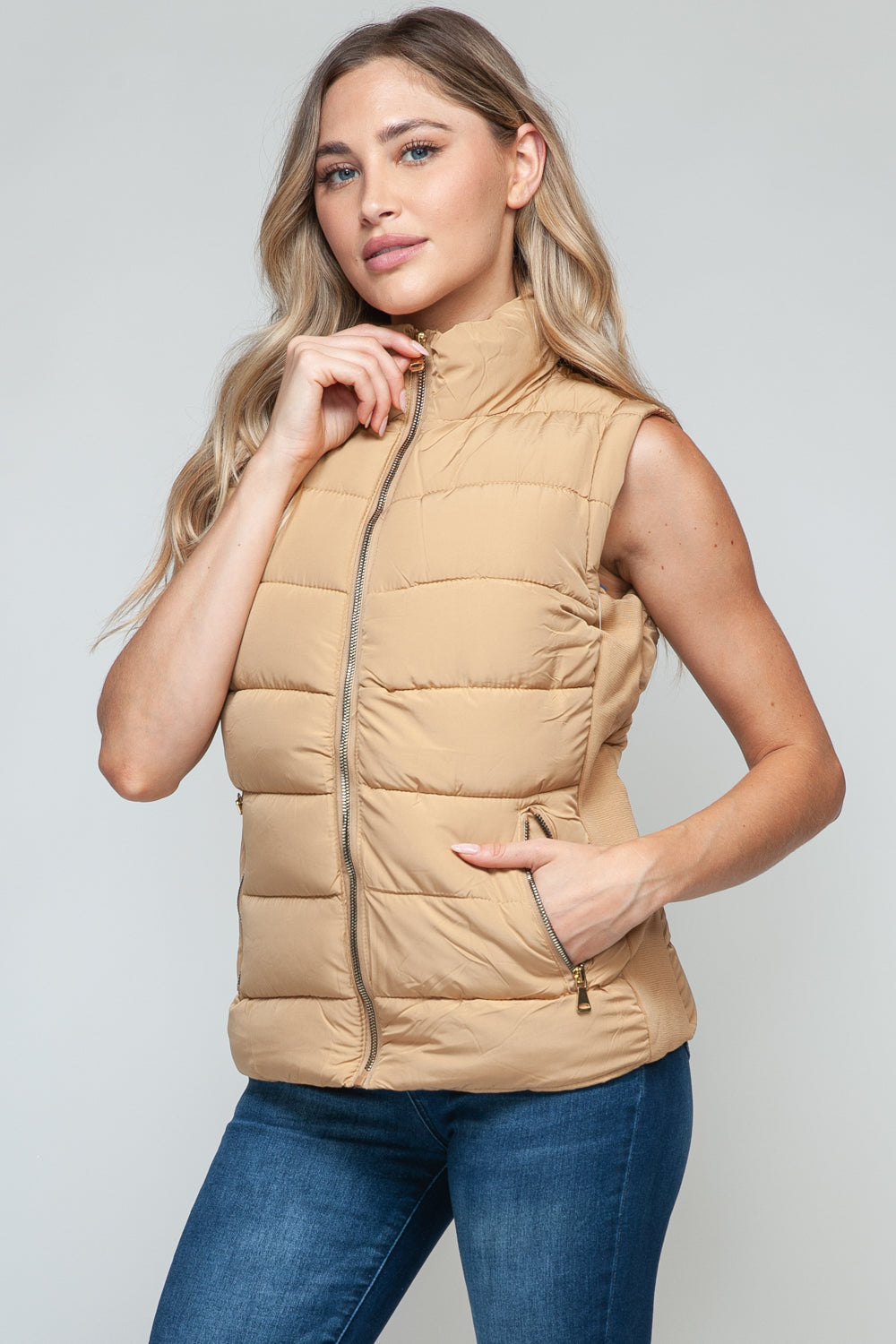 Snobbish Zip Up Turtleneck Vest with Pockets-Chaelisa's New Jammies