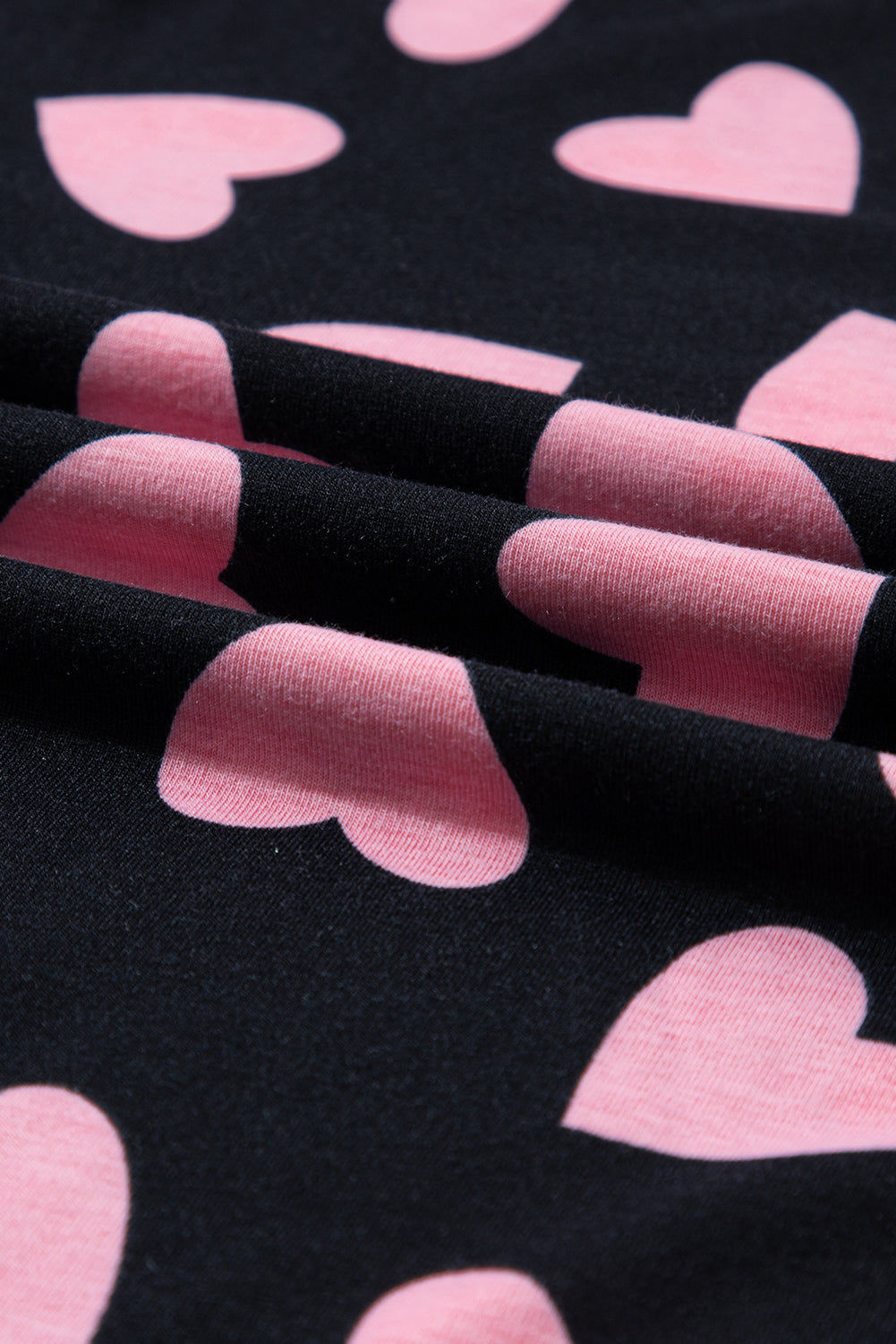 Black Valentine Heart Shape Print Long Sleeve Top Shorts Lounge Set-Chaelisa's New Jammies