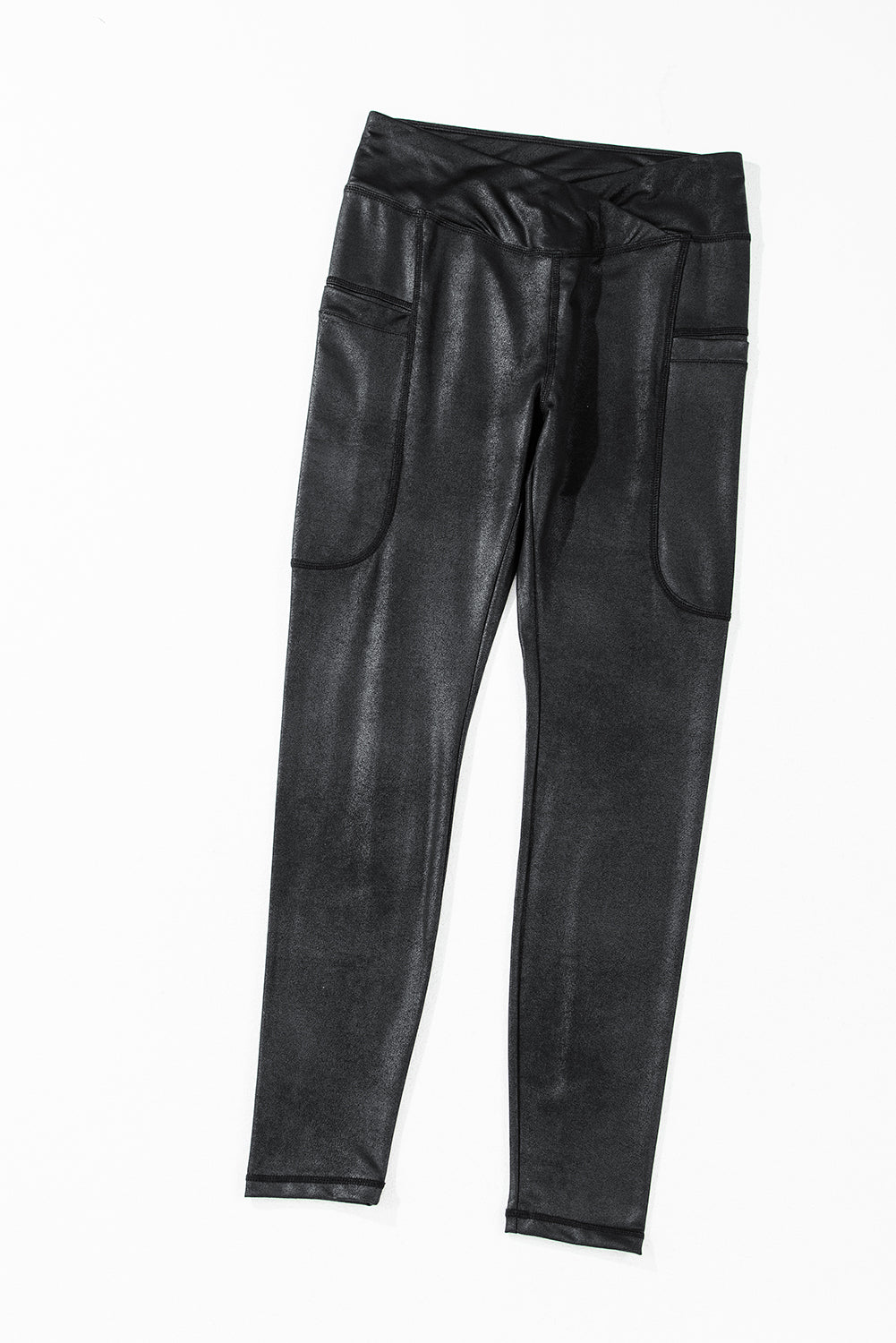 Black V Crossover High Waist Pocketed Leggings-Chaelisa's New Jammies