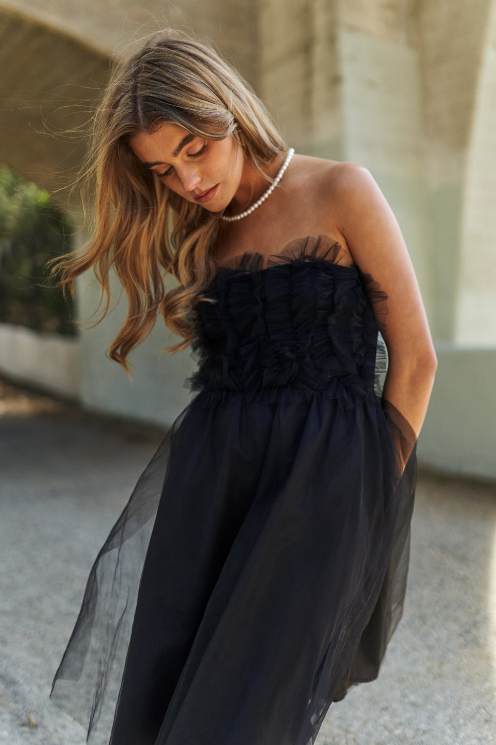 J.NNA Mesh Ruffle Tube Top Swing Dress-Chaelisa's New Jammies