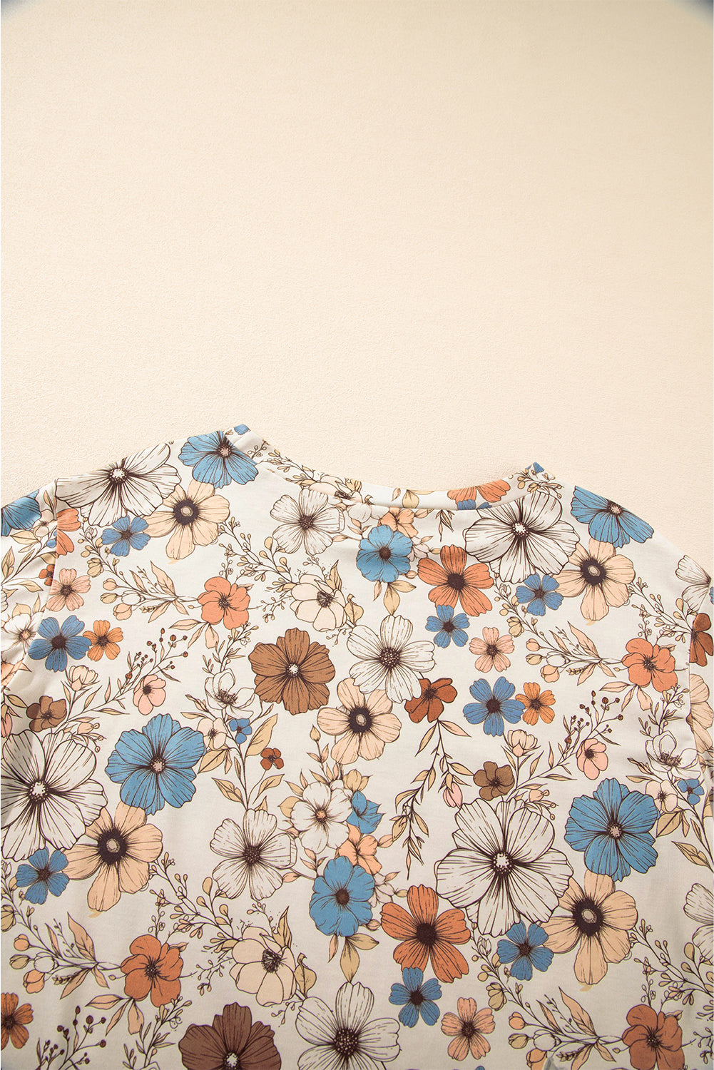 Khaki Floral Print Loose Crew Neck Long Sleeve T Shirt-Chaelisa's New Jammies