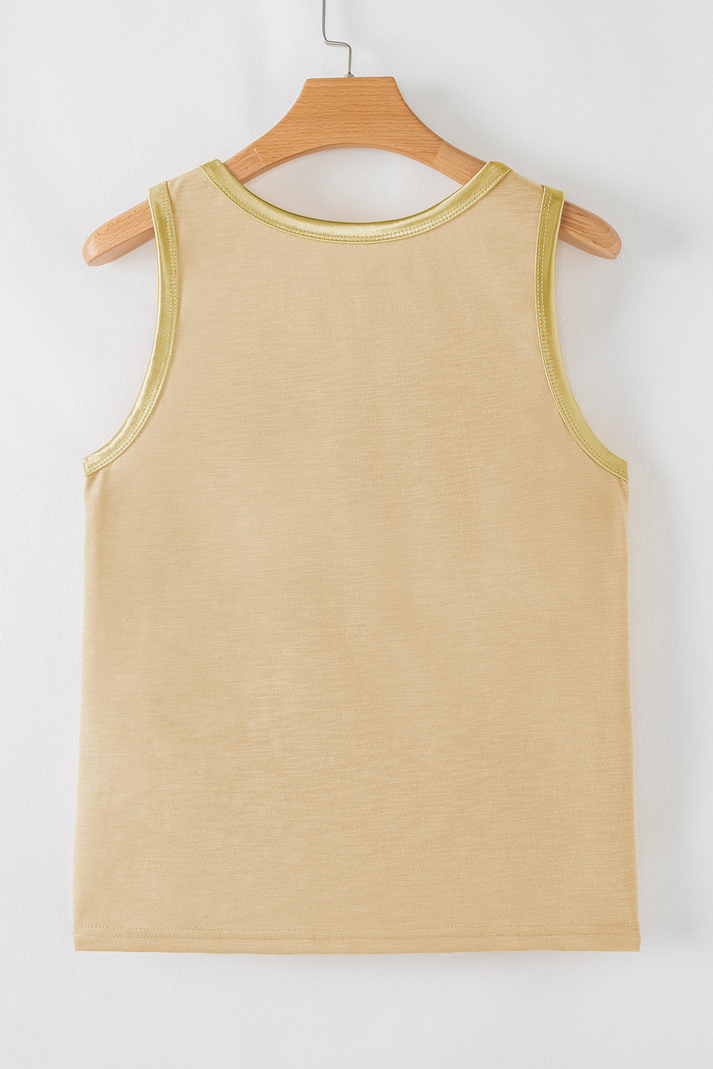 Tan Metallic Sheen Edge Scoop Neck Tank Top-Chaelisa's New Jammies
