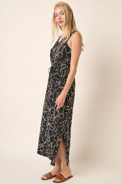 Mittoshop Side Slit Flower Print V-Neck Sleeveless Dress-Chaelisa's New Jammies