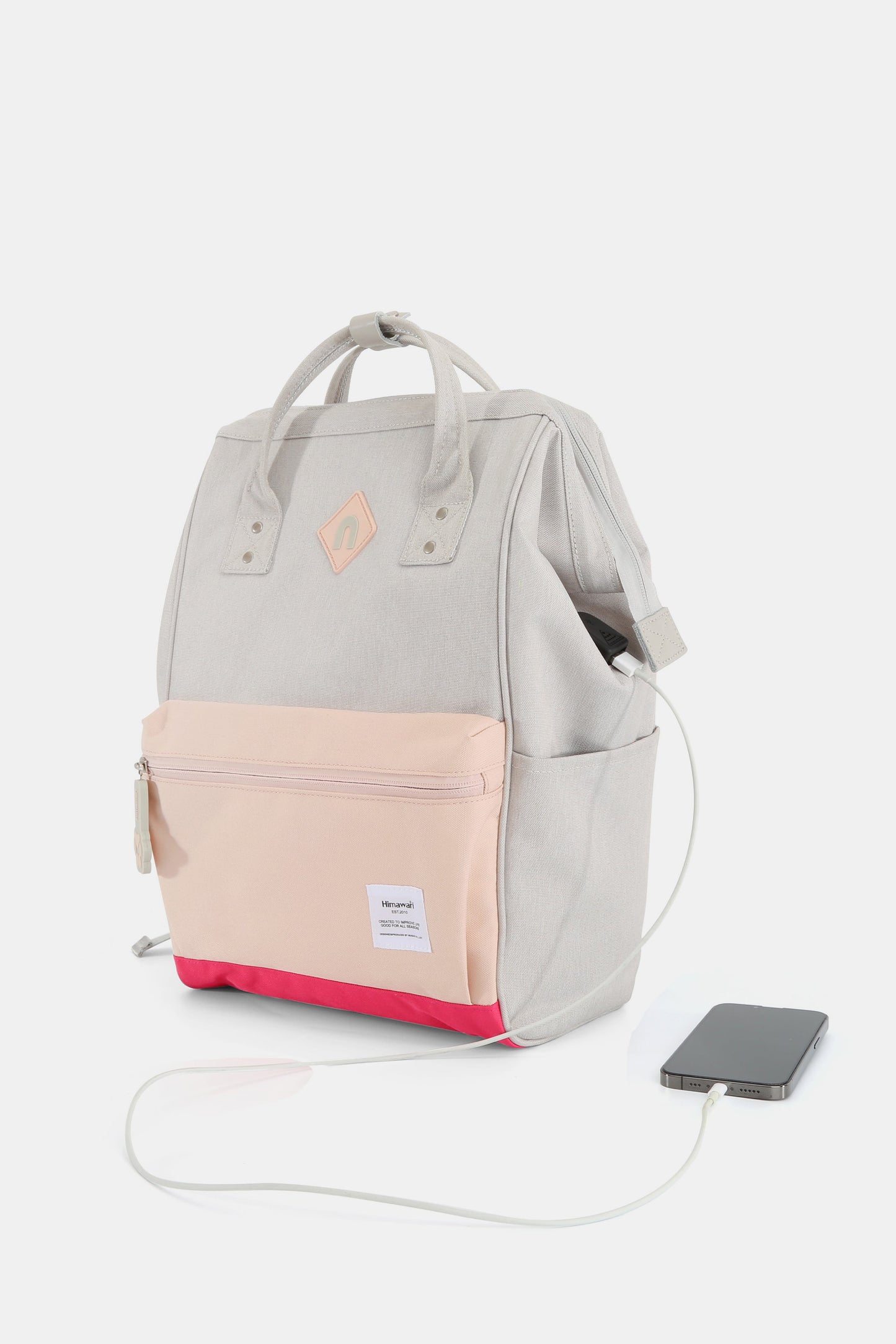 Himawari Contrast Waterproof Backpack Bag with External USB Port-Chaelisa's New Jammies